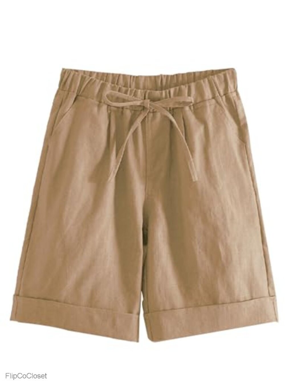 Elastic Waist Drawstring Bermuda Shorts with Pockets Lightweight Summer